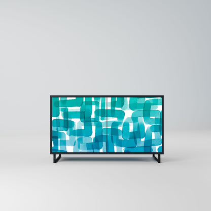 Credenza TURQUOISE RECTANGLES a 2 ante con finitura nera