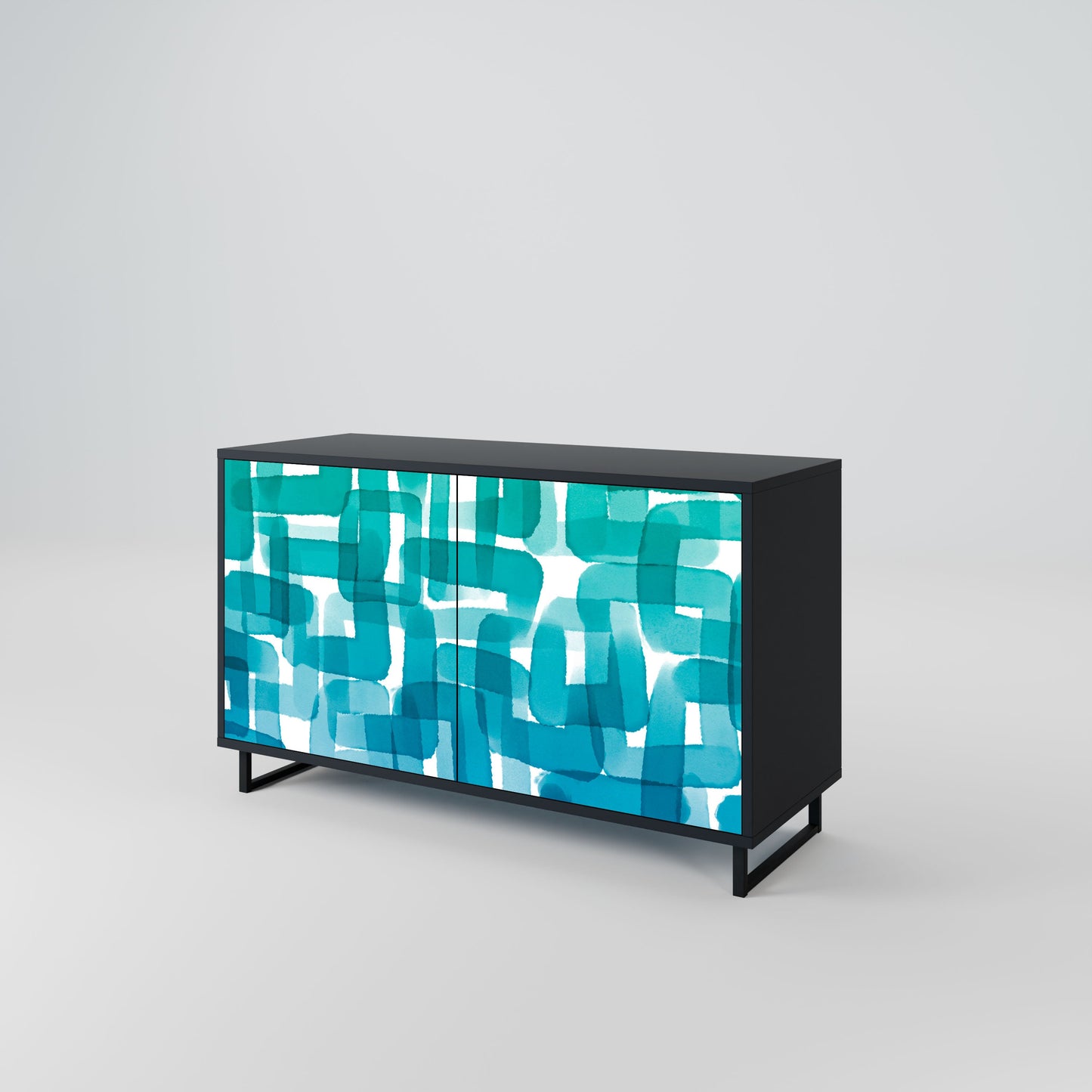 Credenza TURQUOISE RECTANGLES a 2 ante con finitura nera