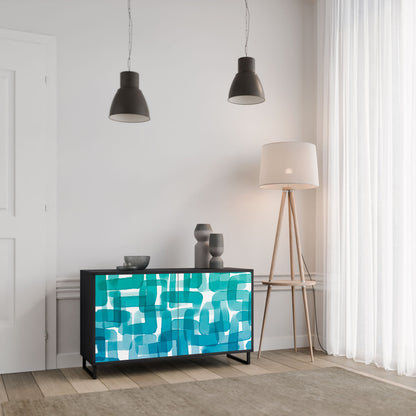Credenza TURQUOISE RECTANGLES a 2 ante con finitura nera