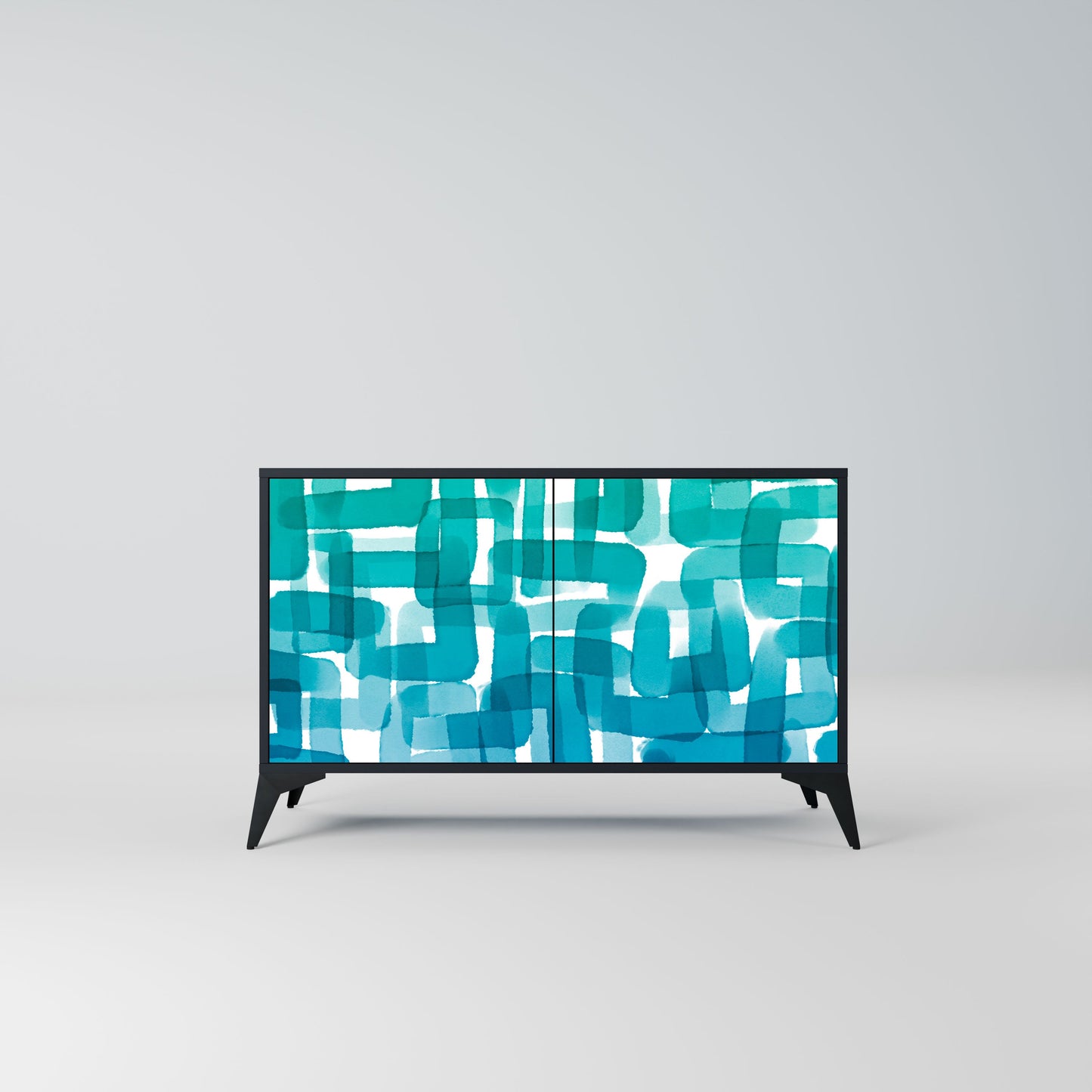 Credenza TURQUOISE RECTANGLES a 2 ante con finitura nera