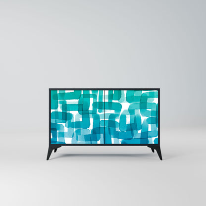 Credenza TURQUOISE RECTANGLES a 2 ante con finitura nera