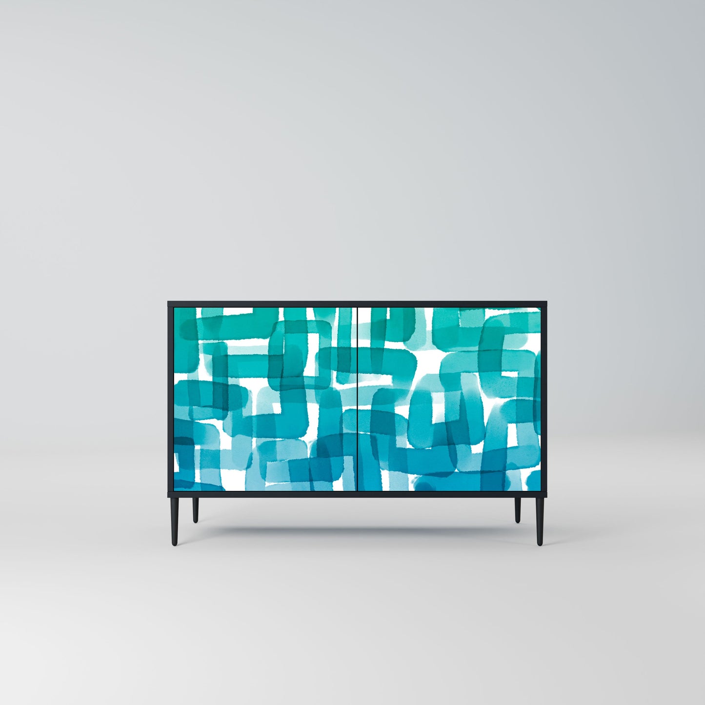 Credenza TURQUOISE RECTANGLES a 2 ante con finitura nera
