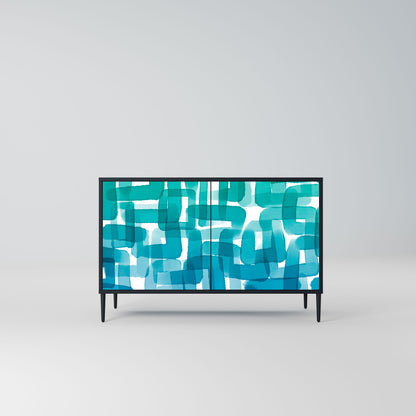 Credenza TURQUOISE RECTANGLES a 2 ante con finitura nera