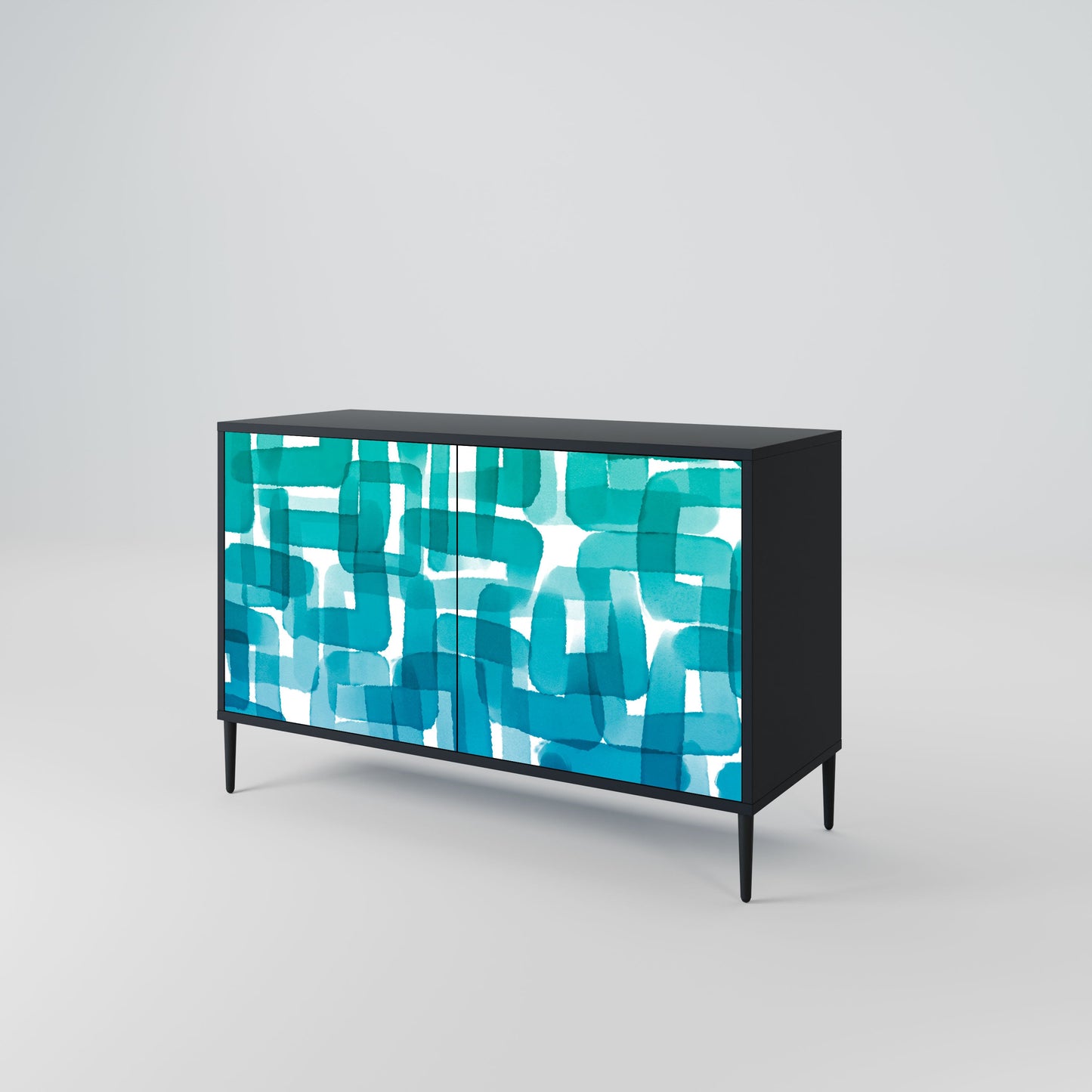 Credenza TURQUOISE RECTANGLES a 2 ante con finitura nera