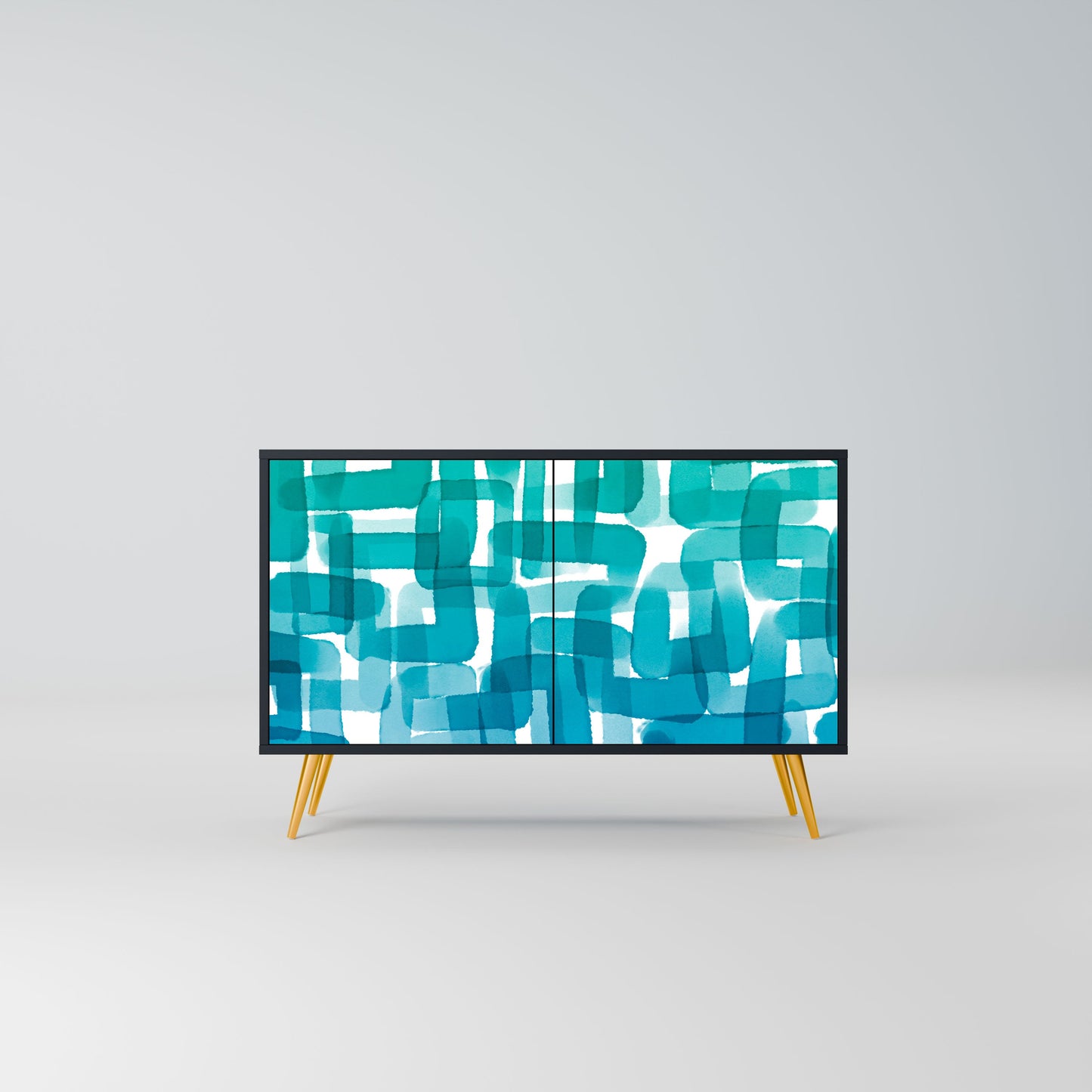 Credenza TURQUOISE RECTANGLES a 2 ante con finitura nera