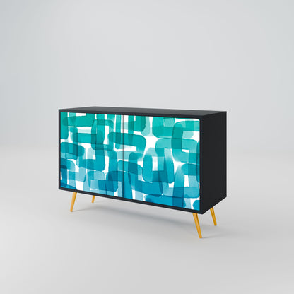 Credenza TURQUOISE RECTANGLES a 2 ante con finitura nera