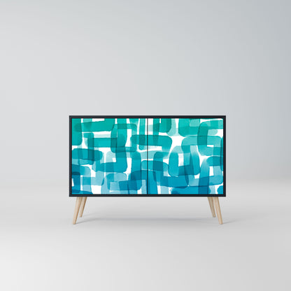 Credenza TURQUOISE RECTANGLES a 2 ante con finitura nera