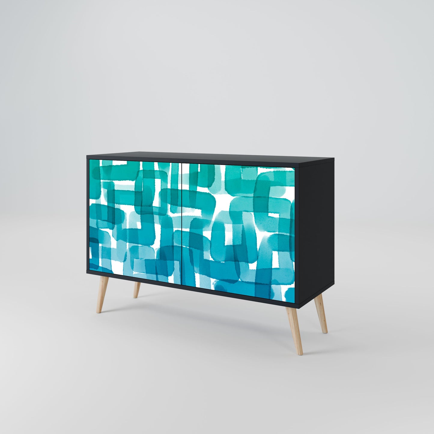 Credenza TURQUOISE RECTANGLES a 2 ante con finitura nera