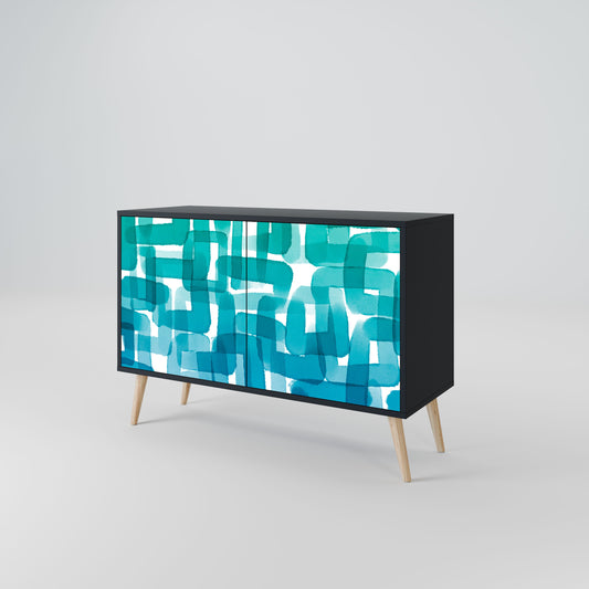 Credenza TURQUOISE RECTANGLES a 2 ante con finitura nera