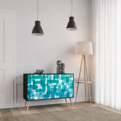 Credenza TURQUOISE RECTANGLES a 2 ante con finitura nera