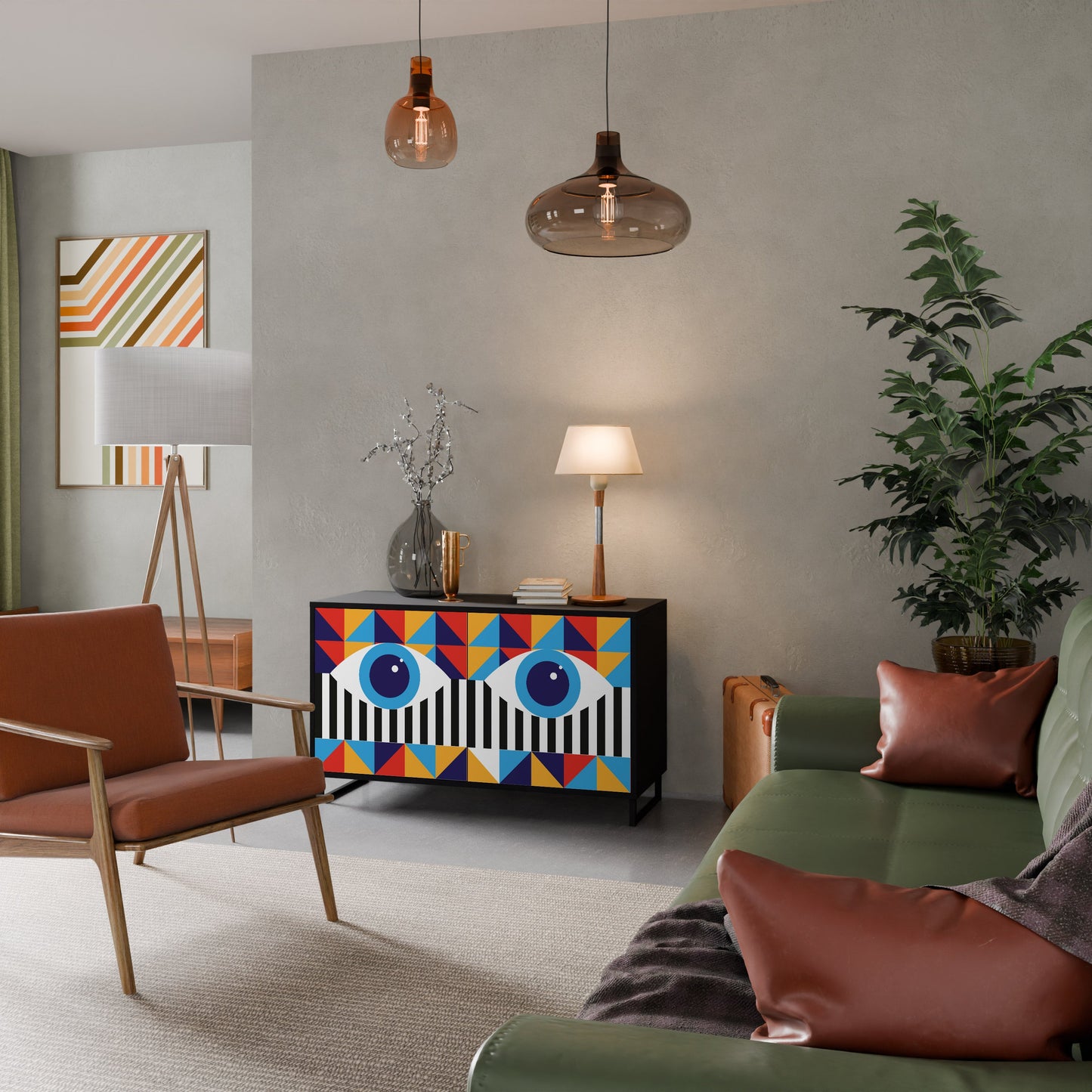 ASTRAZIONE E GEOMETRIA Credenza a 2 ante in finitura nera