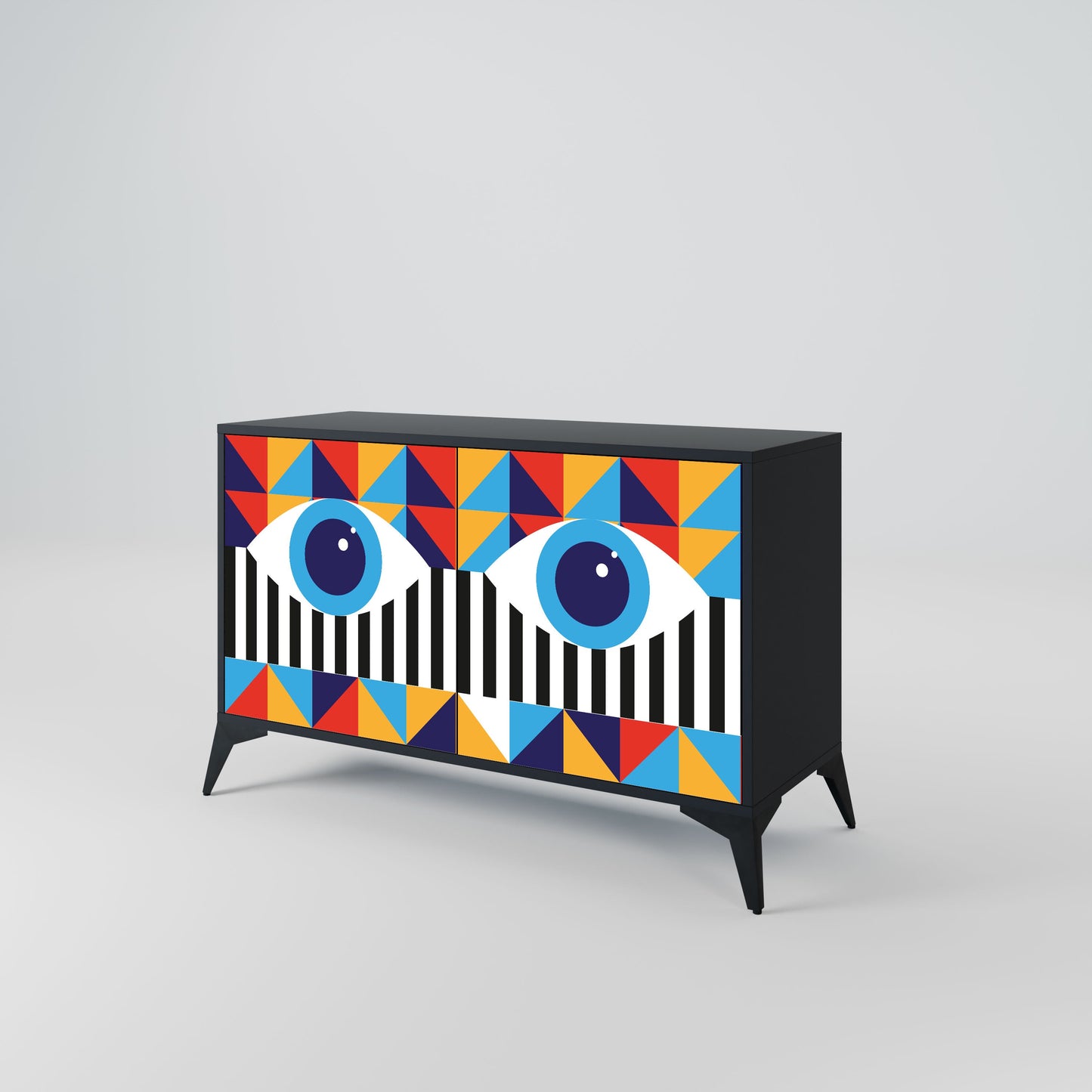 ASTRAZIONE E GEOMETRIA Credenza a 2 ante in finitura nera