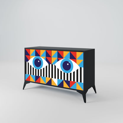 ASTRAZIONE E GEOMETRIA Credenza a 2 ante in finitura nera