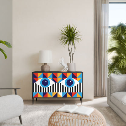 ASTRAZIONE E GEOMETRIA Credenza a 2 ante in finitura nera