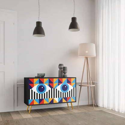 ASTRAZIONE E GEOMETRIA Credenza a 2 ante in finitura nera