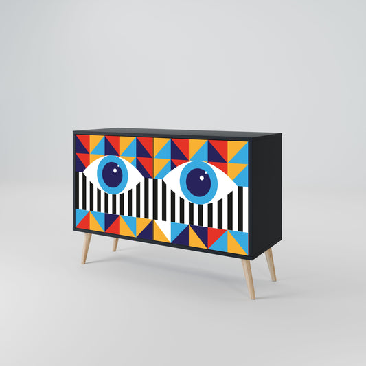 ASTRAZIONE E GEOMETRIA Credenza a 2 ante in finitura nera