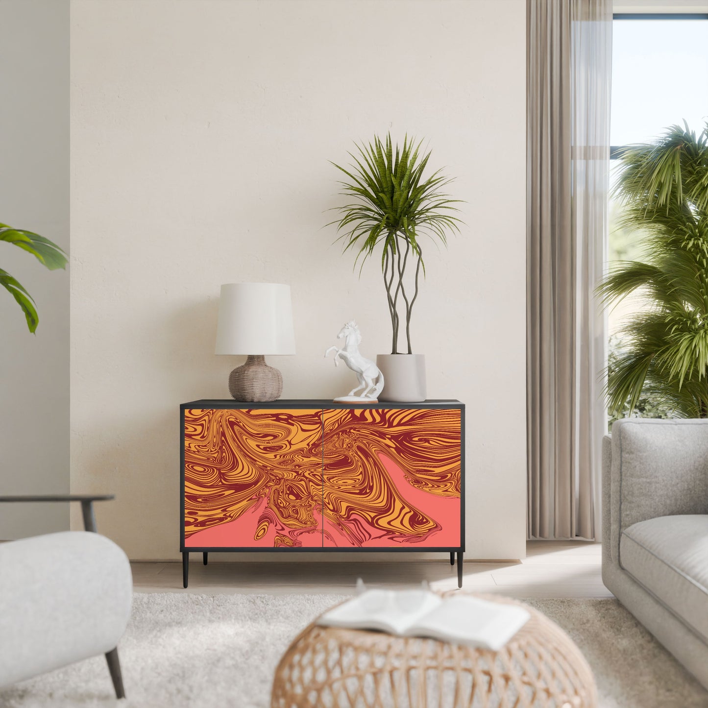 Credenza a 2 ante FLOATING THOUGHTS in finitura nera