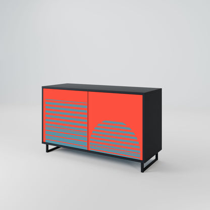 Credenza a 2 ante RISING GEOMETRY STARS in finitura nera