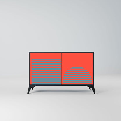 Credenza a 2 ante RISING GEOMETRY STARS in finitura nera