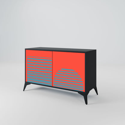 Credenza a 2 ante RISING GEOMETRY STARS in finitura nera