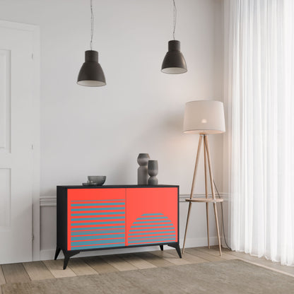 Credenza a 2 ante RISING GEOMETRY STARS in finitura nera