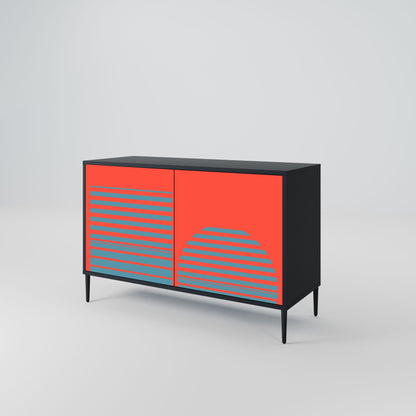 Credenza a 2 ante RISING GEOMETRY STARS in finitura nera