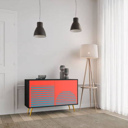Credenza a 2 ante RISING GEOMETRY STARS in finitura nera