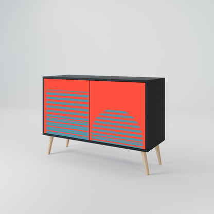 Credenza a 2 ante RISING GEOMETRY STARS in finitura nera