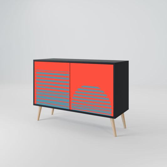 Credenza a 2 ante RISING GEOMETRY STARS in finitura nera
