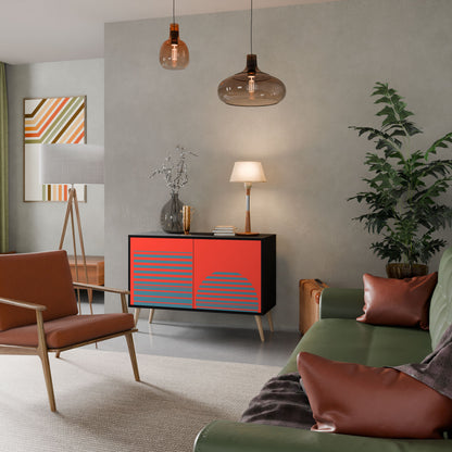 Credenza a 2 ante RISING GEOMETRY STARS in finitura nera