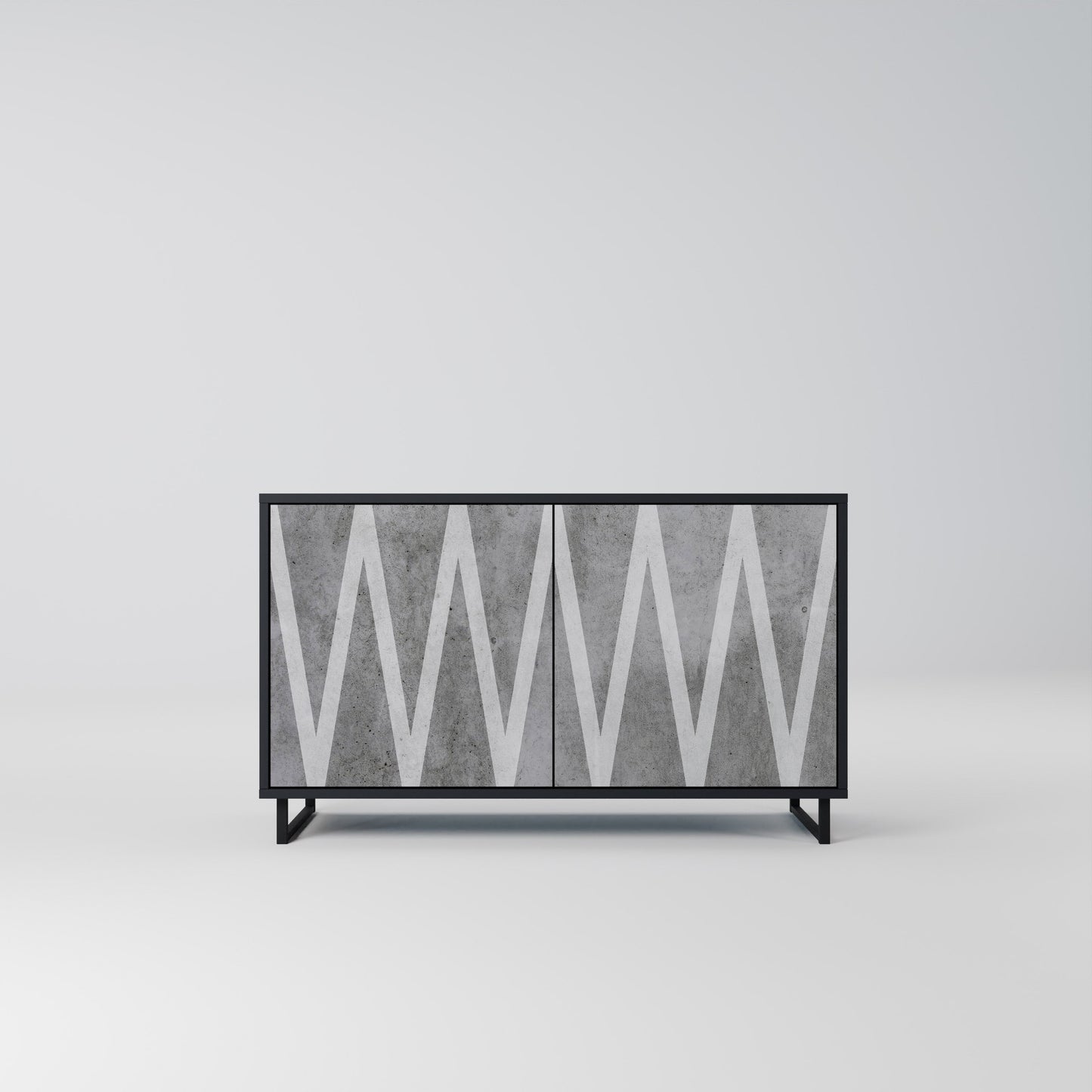 Credenza SOLID ZIG ZAG a 2 ante con finitura nera