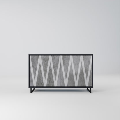 Credenza SOLID ZIG ZAG a 2 ante con finitura nera