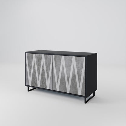 Credenza SOLID ZIG ZAG a 2 ante con finitura nera