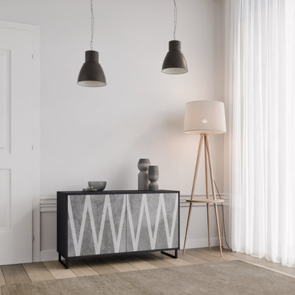 Credenza SOLID ZIG ZAG a 2 ante con finitura nera