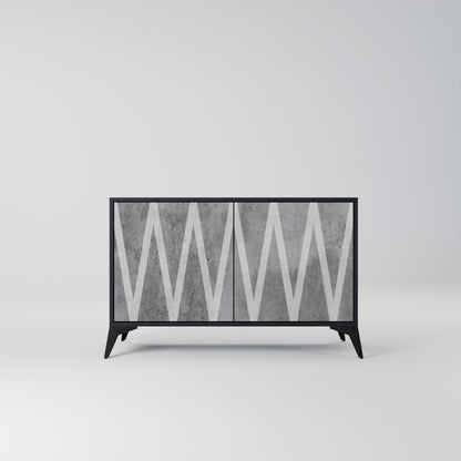 Credenza SOLID ZIG ZAG a 2 ante con finitura nera