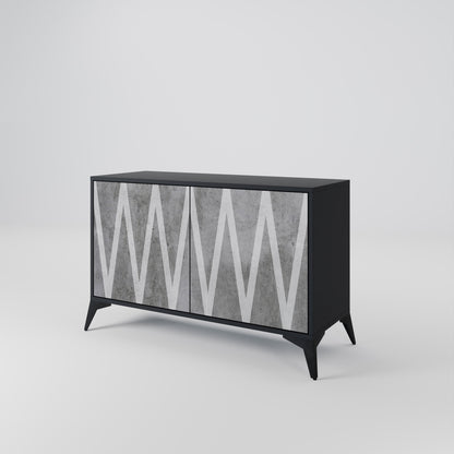 Credenza SOLID ZIG ZAG a 2 ante con finitura nera