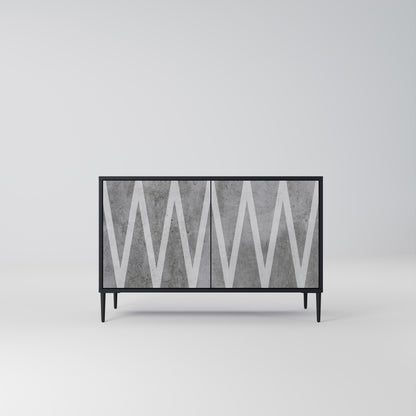 Credenza SOLID ZIG ZAG a 2 ante con finitura nera