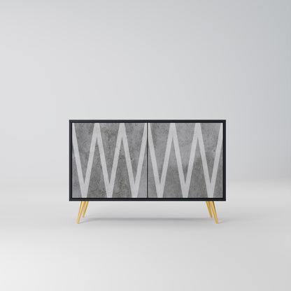 Credenza SOLID ZIG ZAG a 2 ante con finitura nera