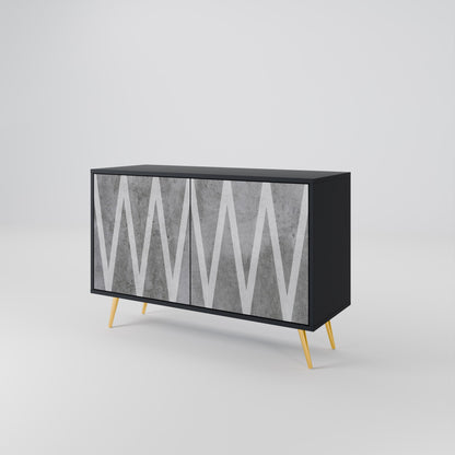 Credenza SOLID ZIG ZAG a 2 ante con finitura nera