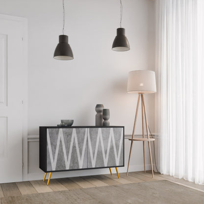 Credenza SOLID ZIG ZAG a 2 ante con finitura nera