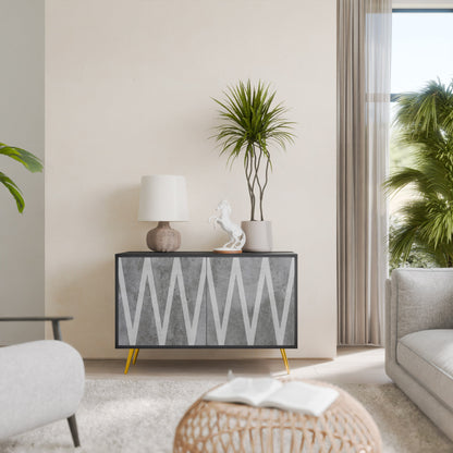 Credenza SOLID ZIG ZAG a 2 ante con finitura nera
