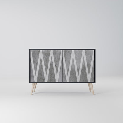 Credenza SOLID ZIG ZAG a 2 ante con finitura nera