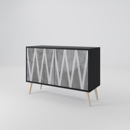Credenza SOLID ZIG ZAG a 2 ante con finitura nera