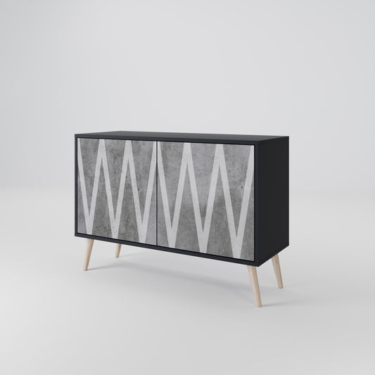 Credenza SOLID ZIG ZAG a 2 ante con finitura nera
