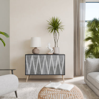 Credenza SOLID ZIG ZAG a 2 ante con finitura nera