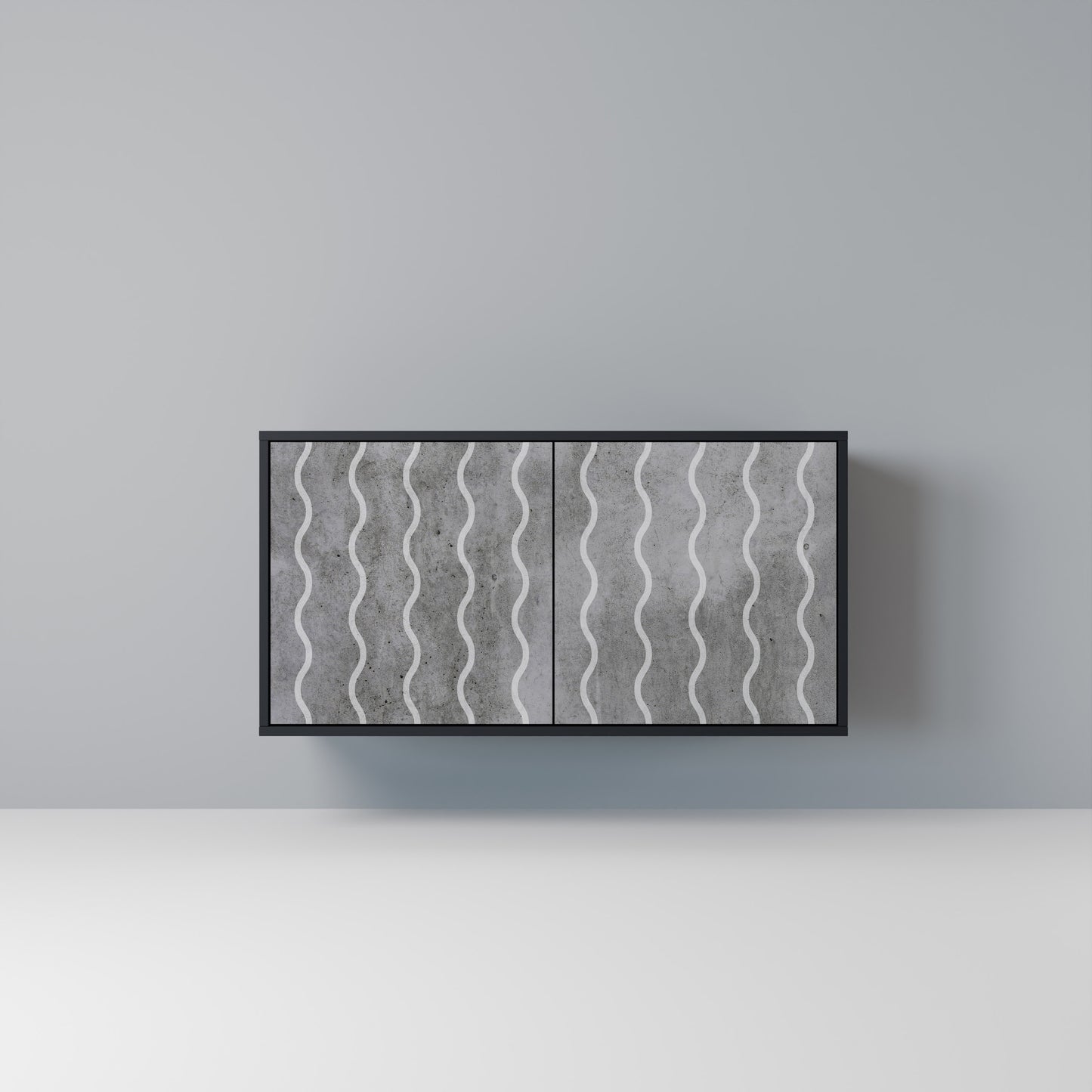 WAVES OF CONCRETE Madia a 2 Ante in Finitura Nera
