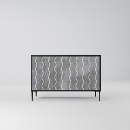 WAVES OF CONCRETE 2-Door Sideboard in Black Finish