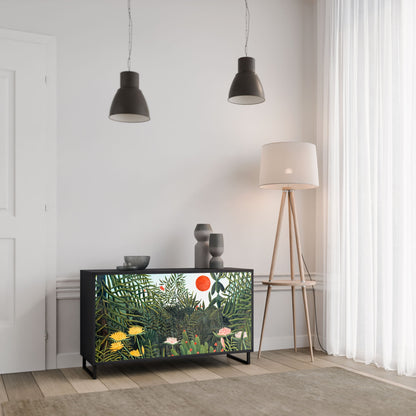 Credenza a 2 ante VIRGIN FOREST WITH SUNSET in finitura nera