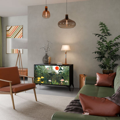 Credenza a 2 ante VIRGIN FOREST WITH SUNSET in finitura nera