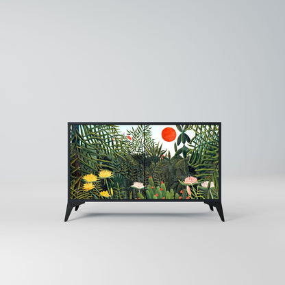 Credenza a 2 ante VIRGIN FOREST WITH SUNSET in finitura nera